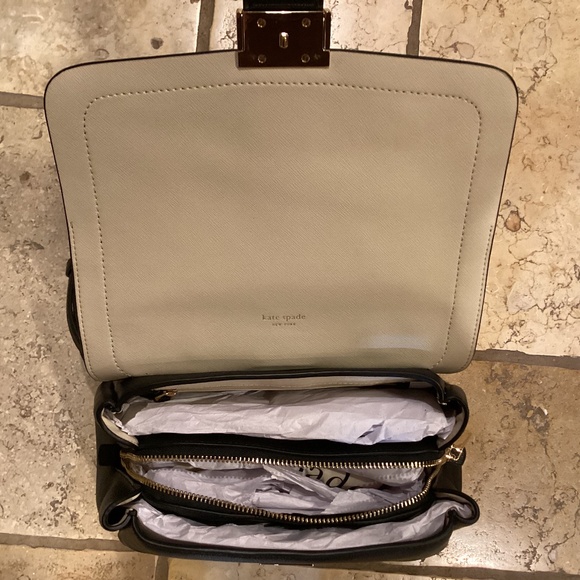 Kate Spade NY Nouveau Black Pebbled Leather Flap Bag/Purse/Backpack Medium Size - Picture 9 of 16